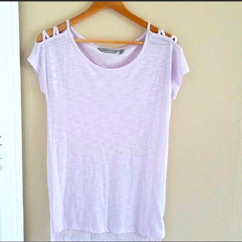 Athleta Lavender Cold Shoulder Tee Top XXS